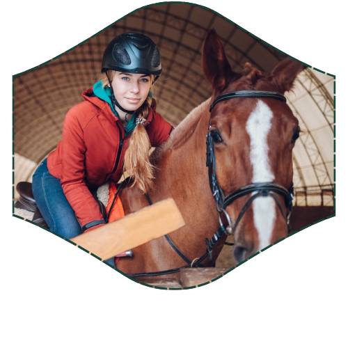 chica joven con casco sobre caballo